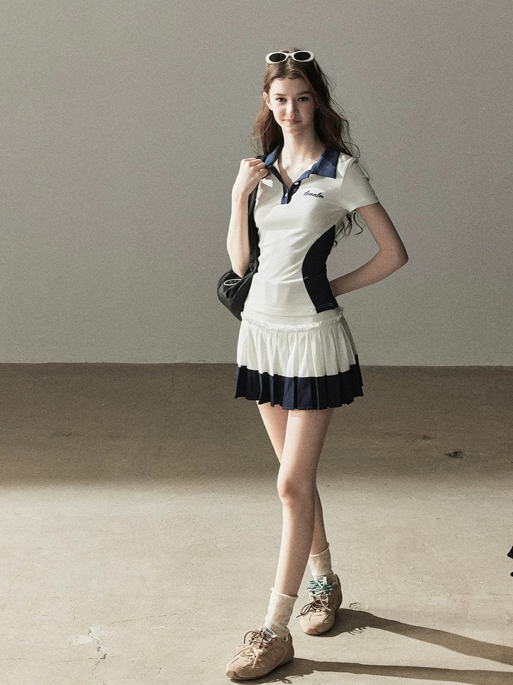 Navy Color-Block Polo Top Set