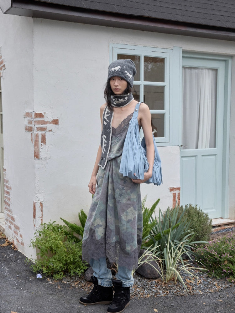 Fair Isle Pony Jacquard Knit Scarf