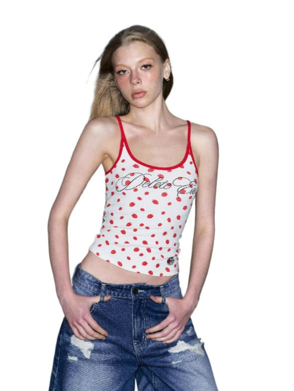 Rhinestone Ribbed Halter Tank Top