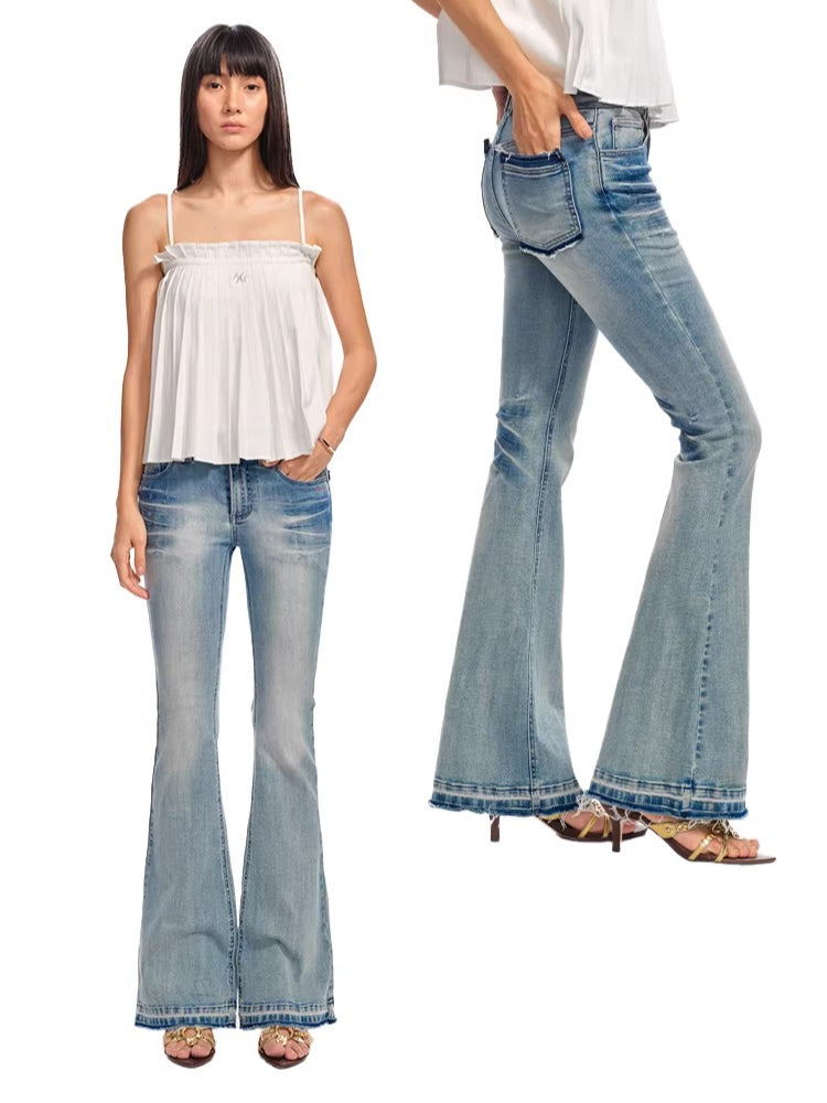 +5CM N1 Washed Skinny Bootcut Jeans