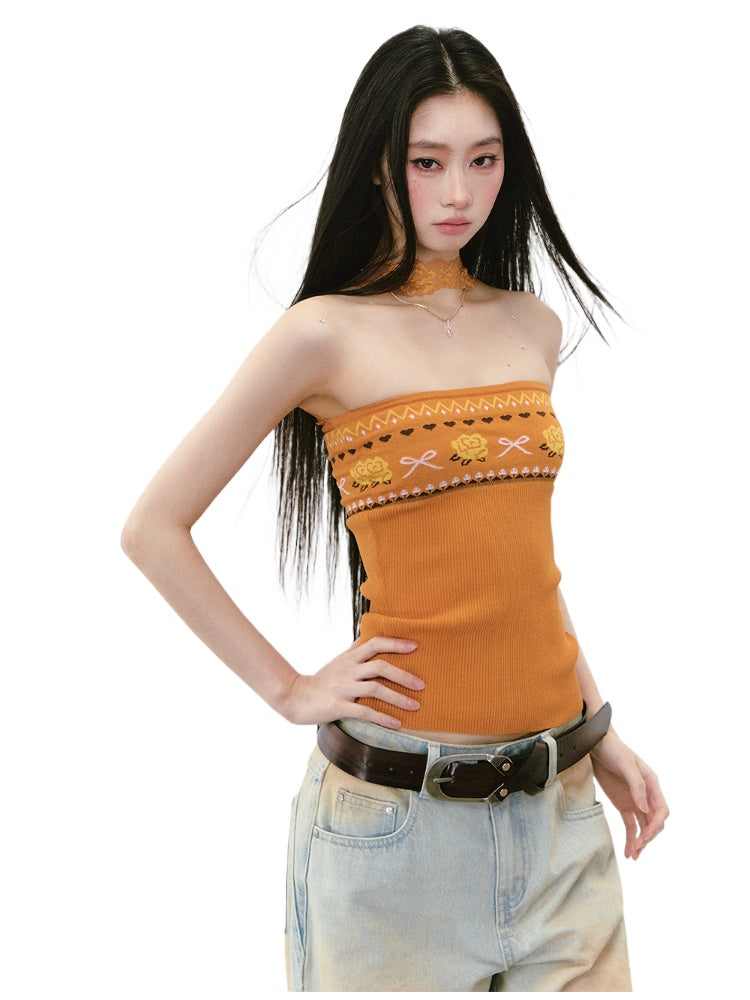 Floral Lace Off-Shoulder Bustier Vest