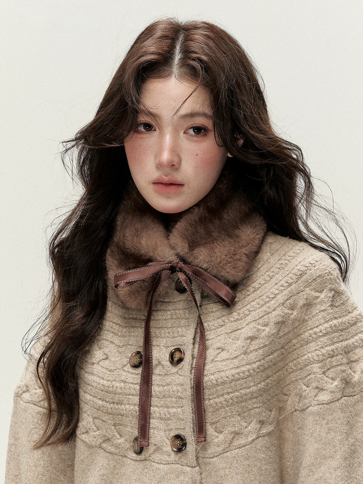 Vintage Bow Faux Fur Collar