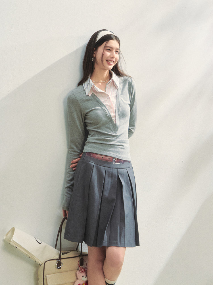 Fake Three-piece Contrast Color Polos