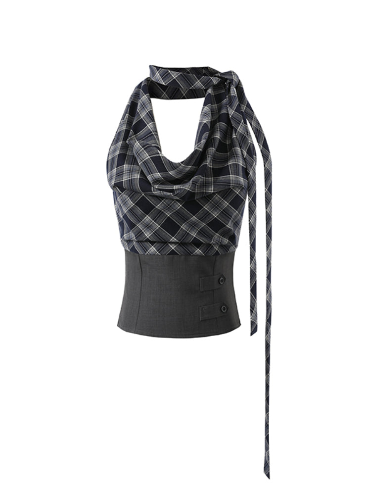 Checkered Halter Top & Pants Set