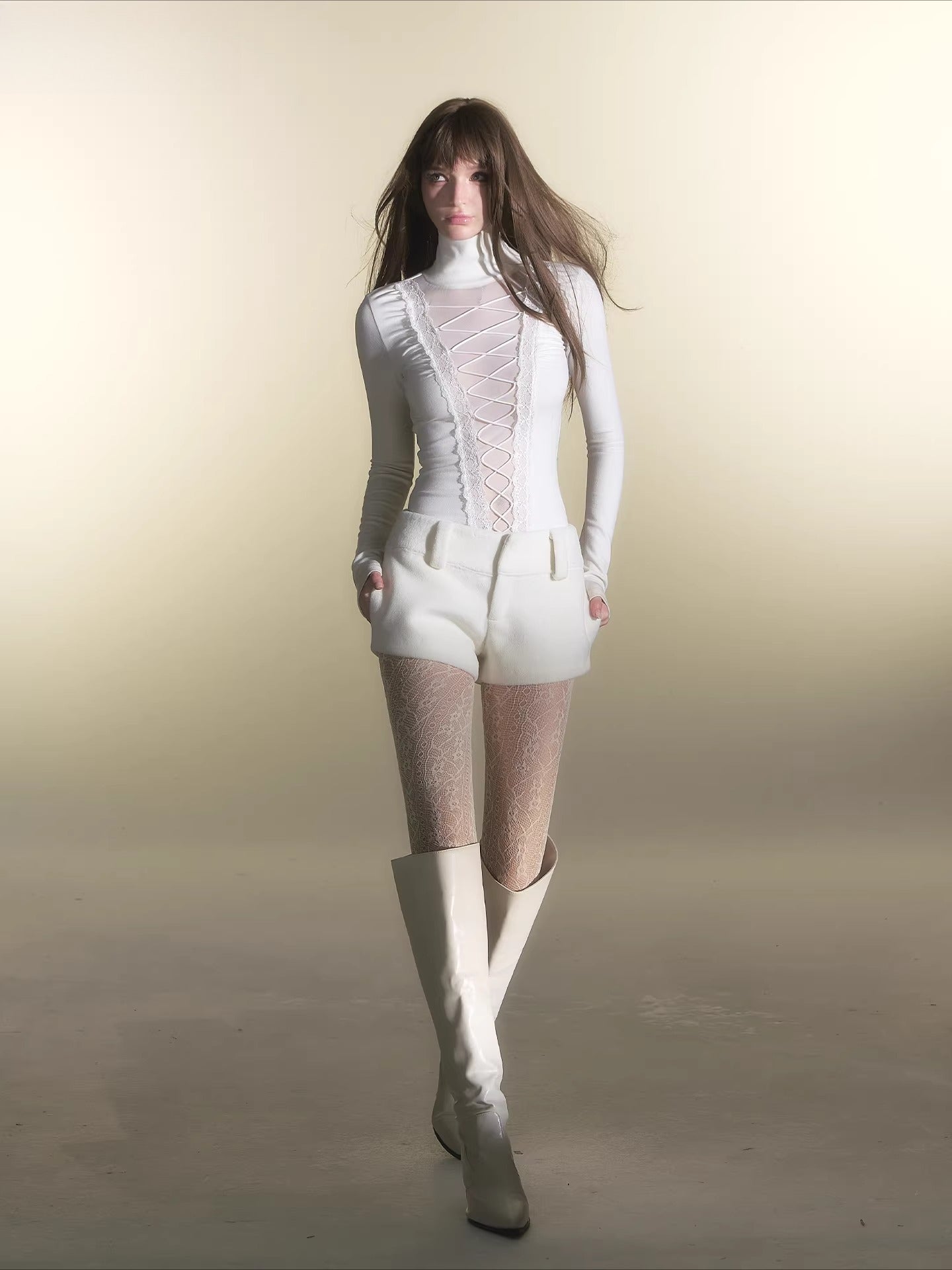 Low Rise Wool Mini Shorts