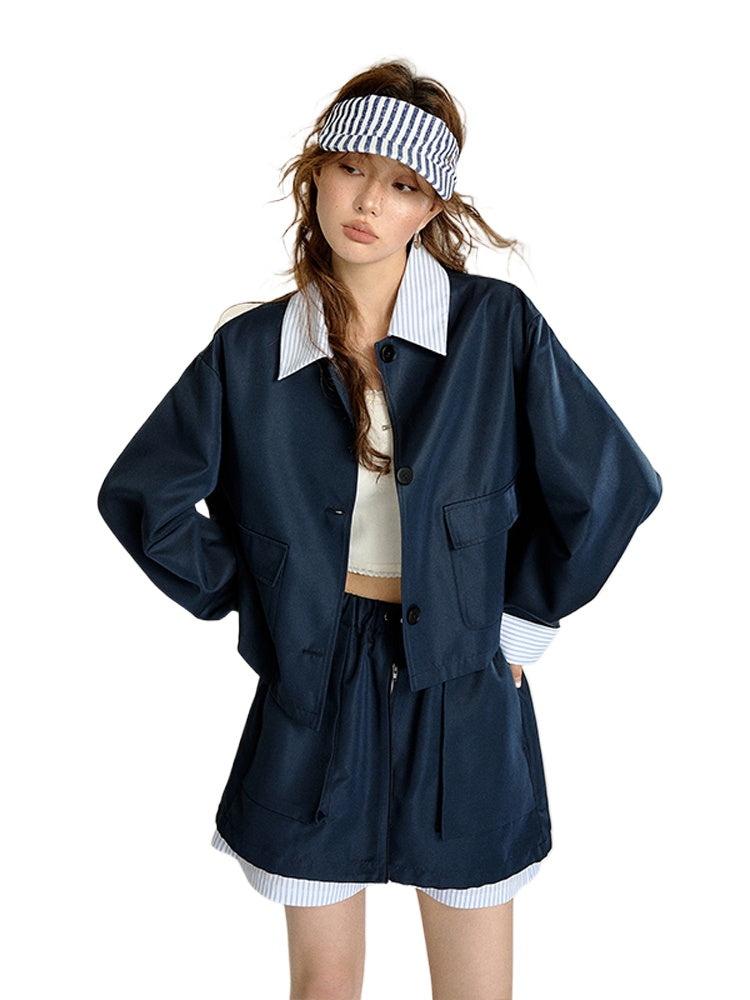 Patchwork Striped Trench