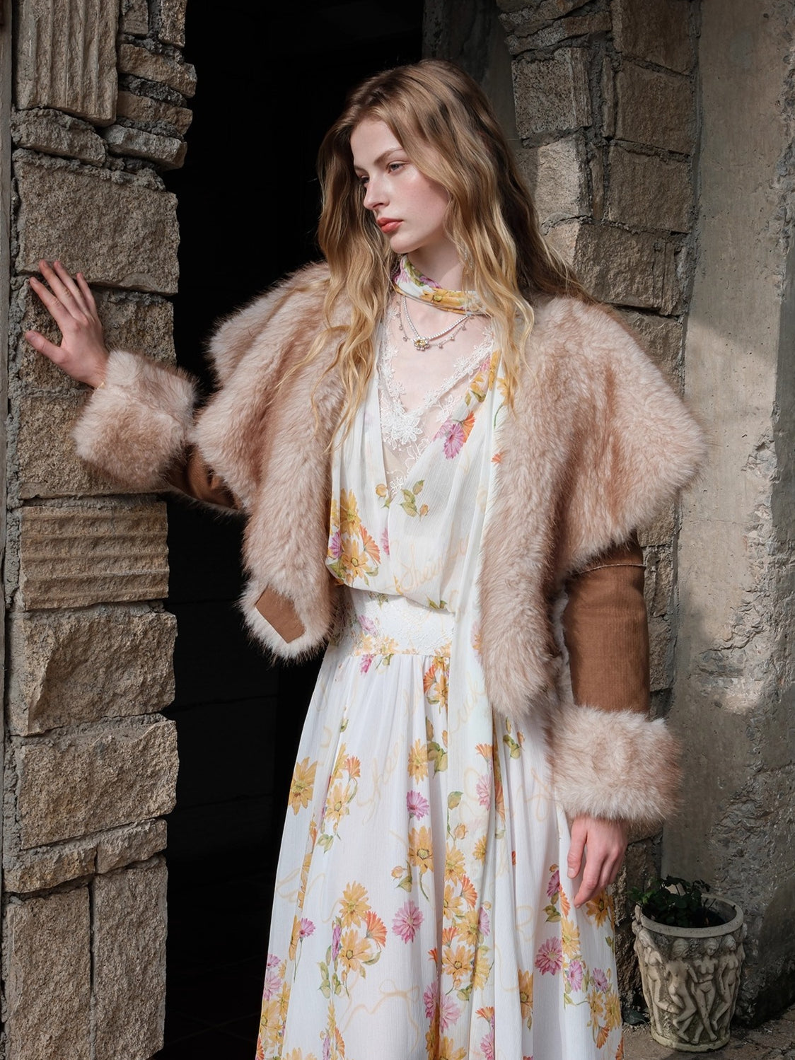 Mishka Faux Shearling Suede Cropped Jacket