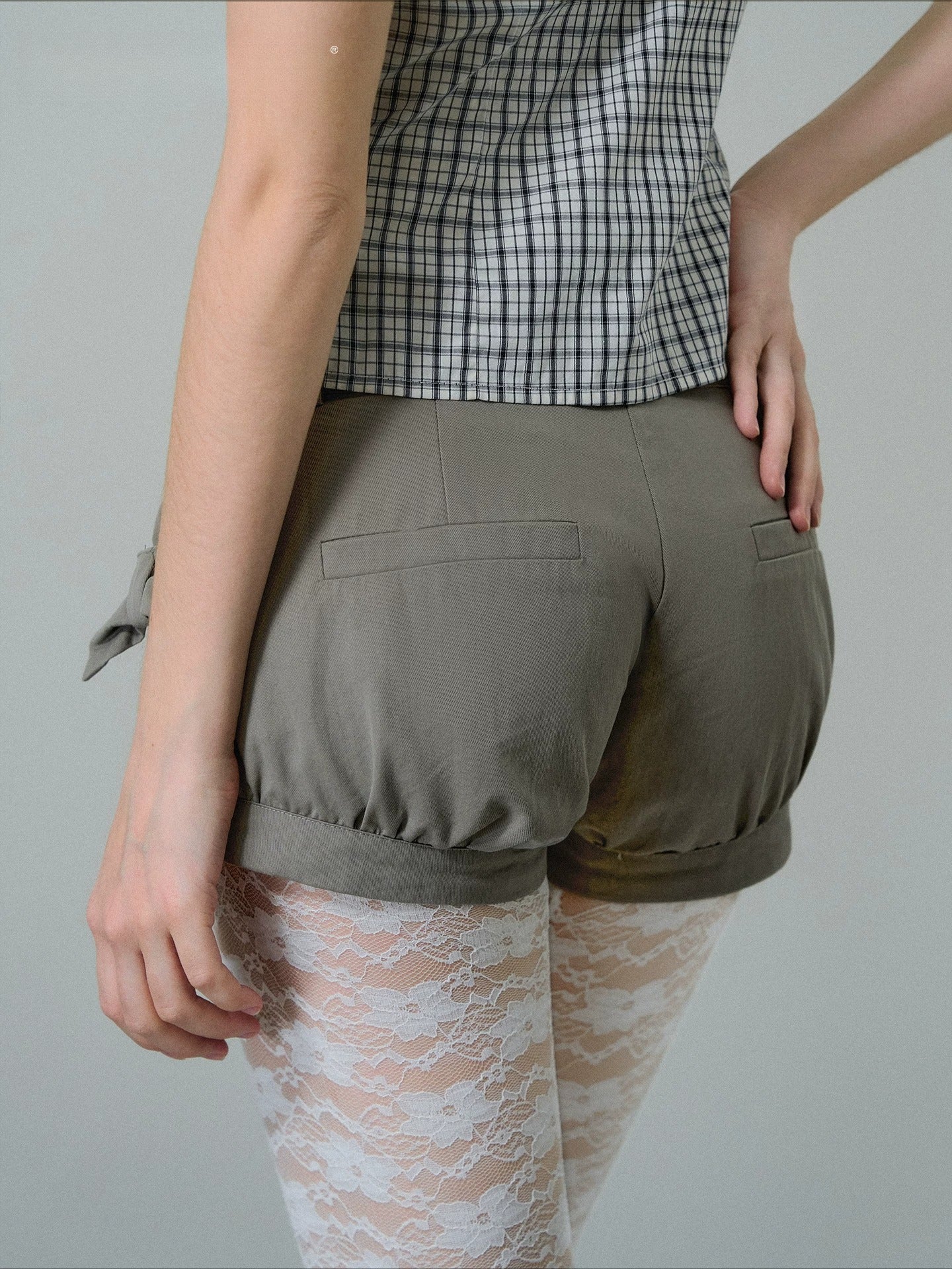 Gray Bow Cargo Shorts