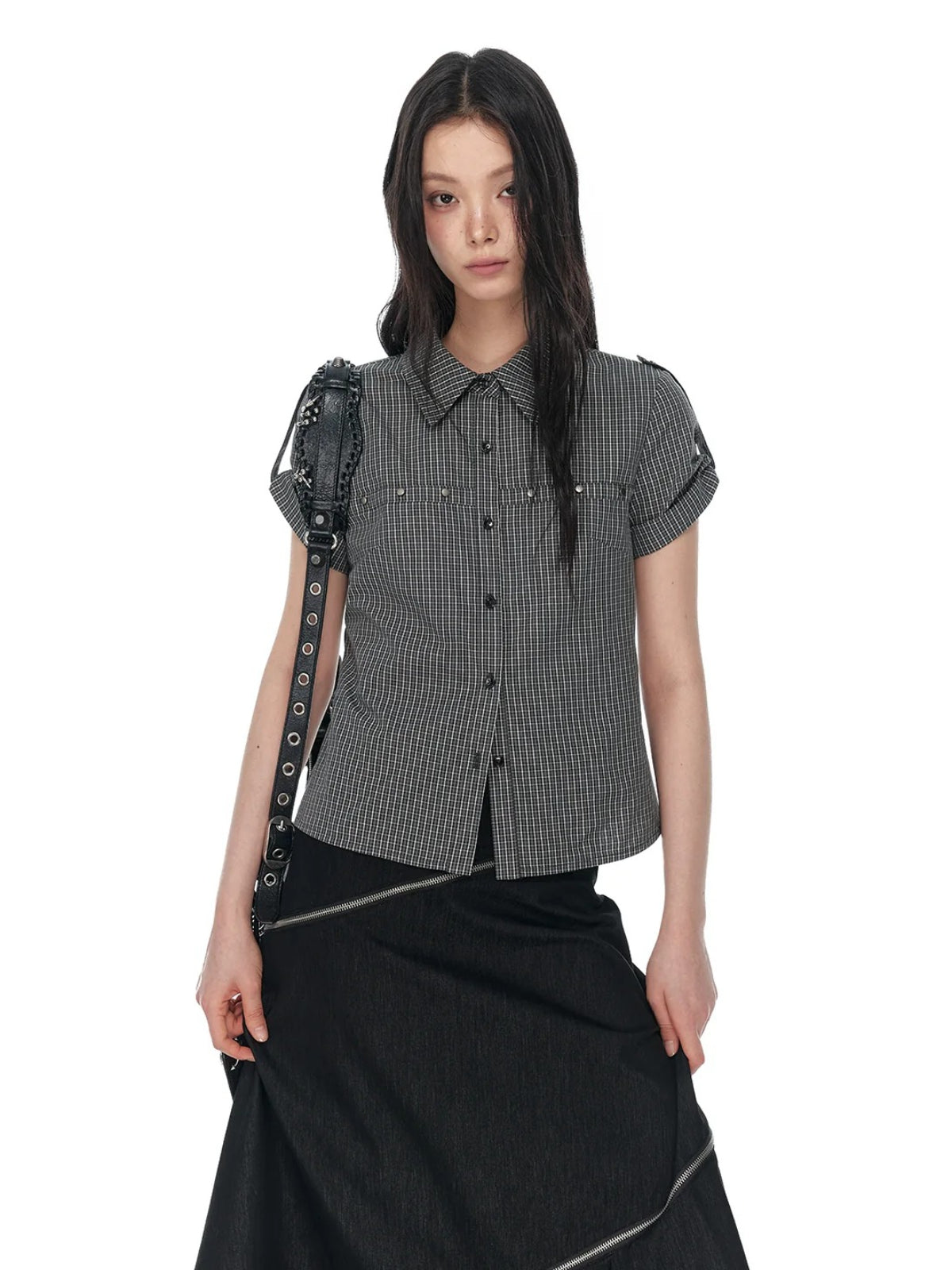 Vintage Rivet Plaid Fitted Shirt