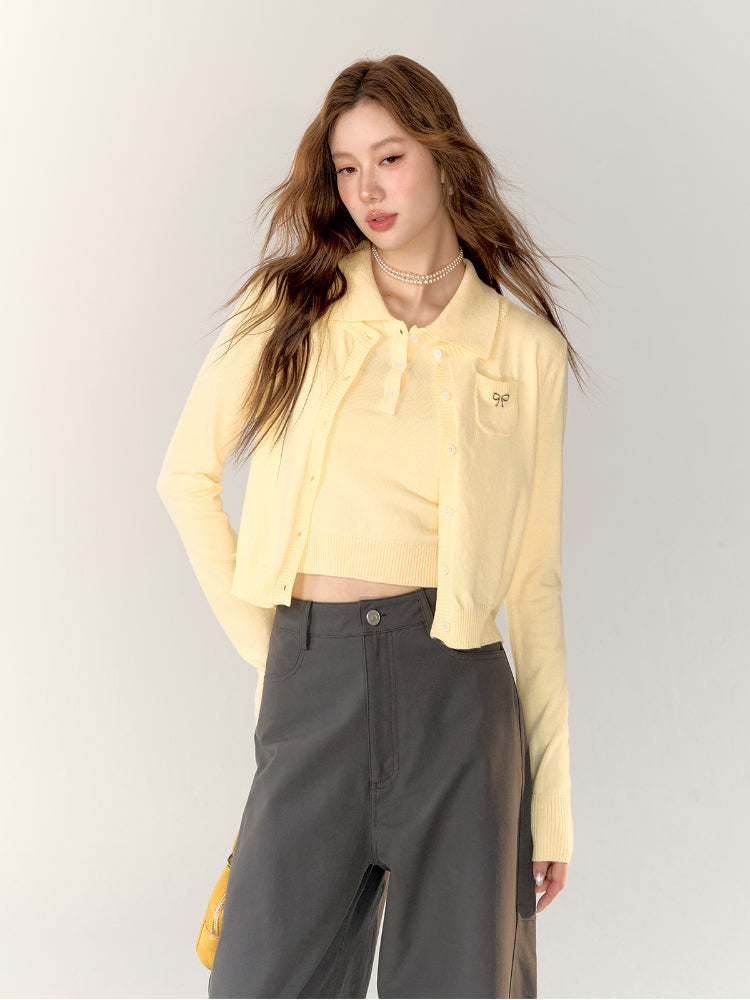 Butterfly Knot Soft Wool Sweater & Vest Set