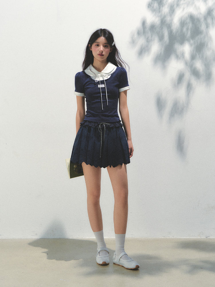 Collar Knitted Short-sleeve T-shirt