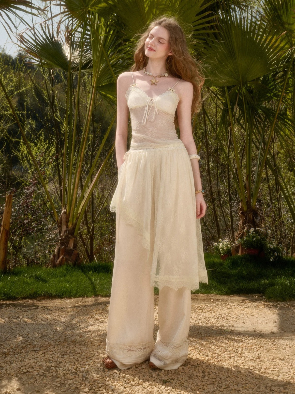 Satin Lace Three-Piece Set