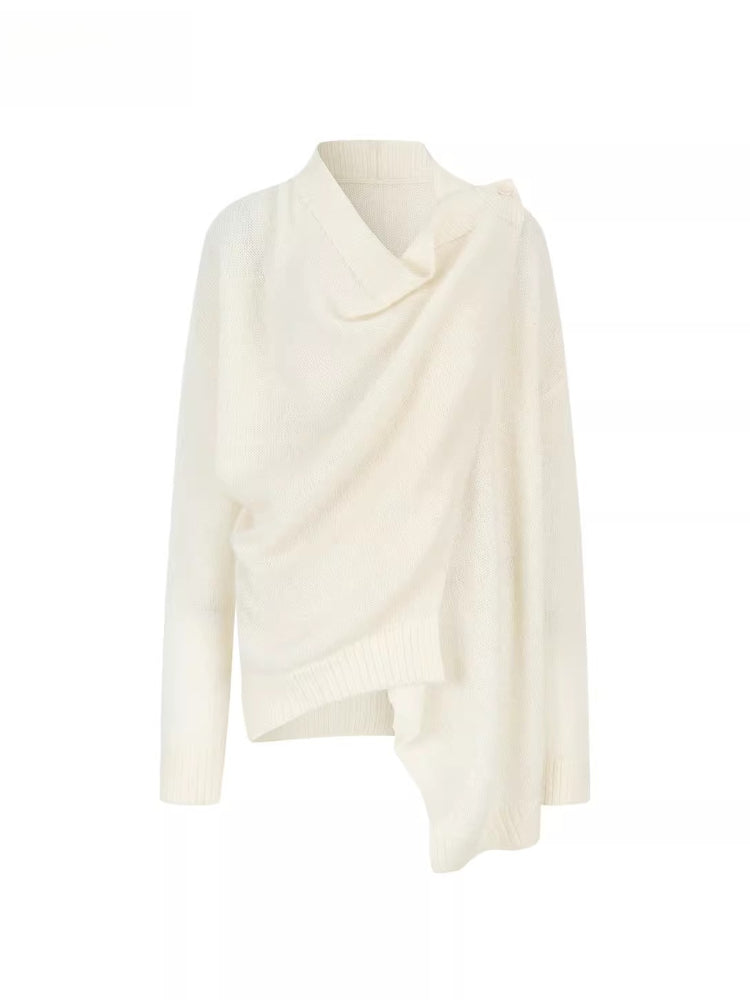 Draped Shawl Knit Sweater