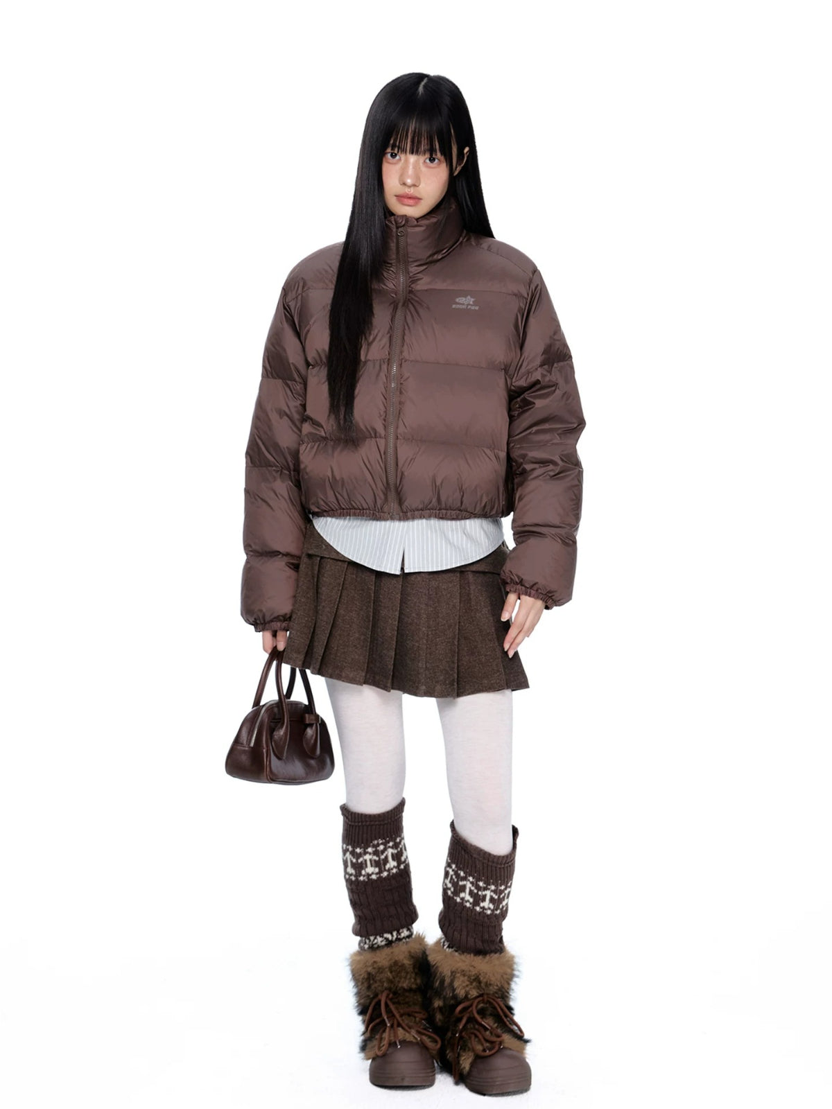 Maillard Cropped Down Puffer Jacket