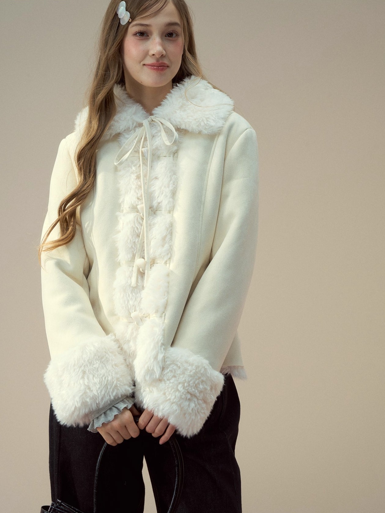 Suede Fleece Toggle Coat