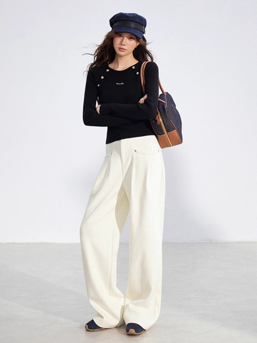 Chenille Fleece Wide-Leg Pants