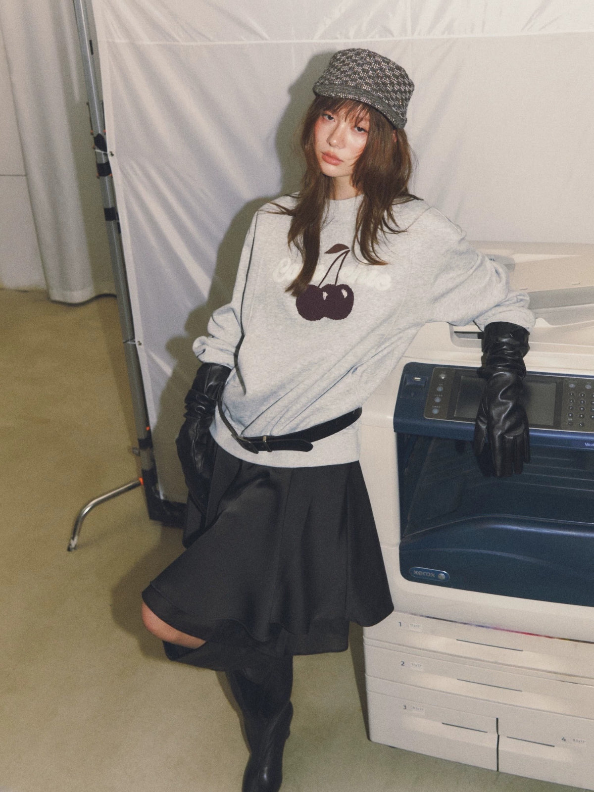 Relaxed Cherry Letter Hoodie