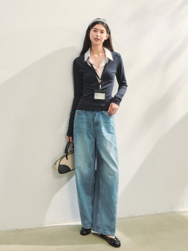 Fake Three-piece Contrast Color Polos