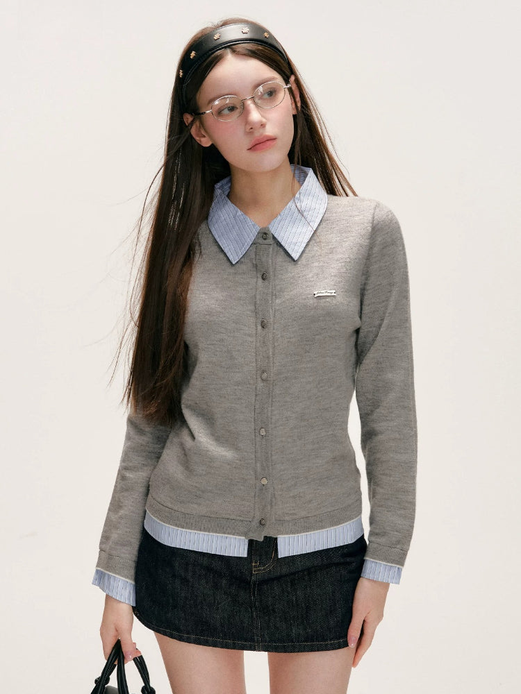 Plaid Trim Denim Skirt
