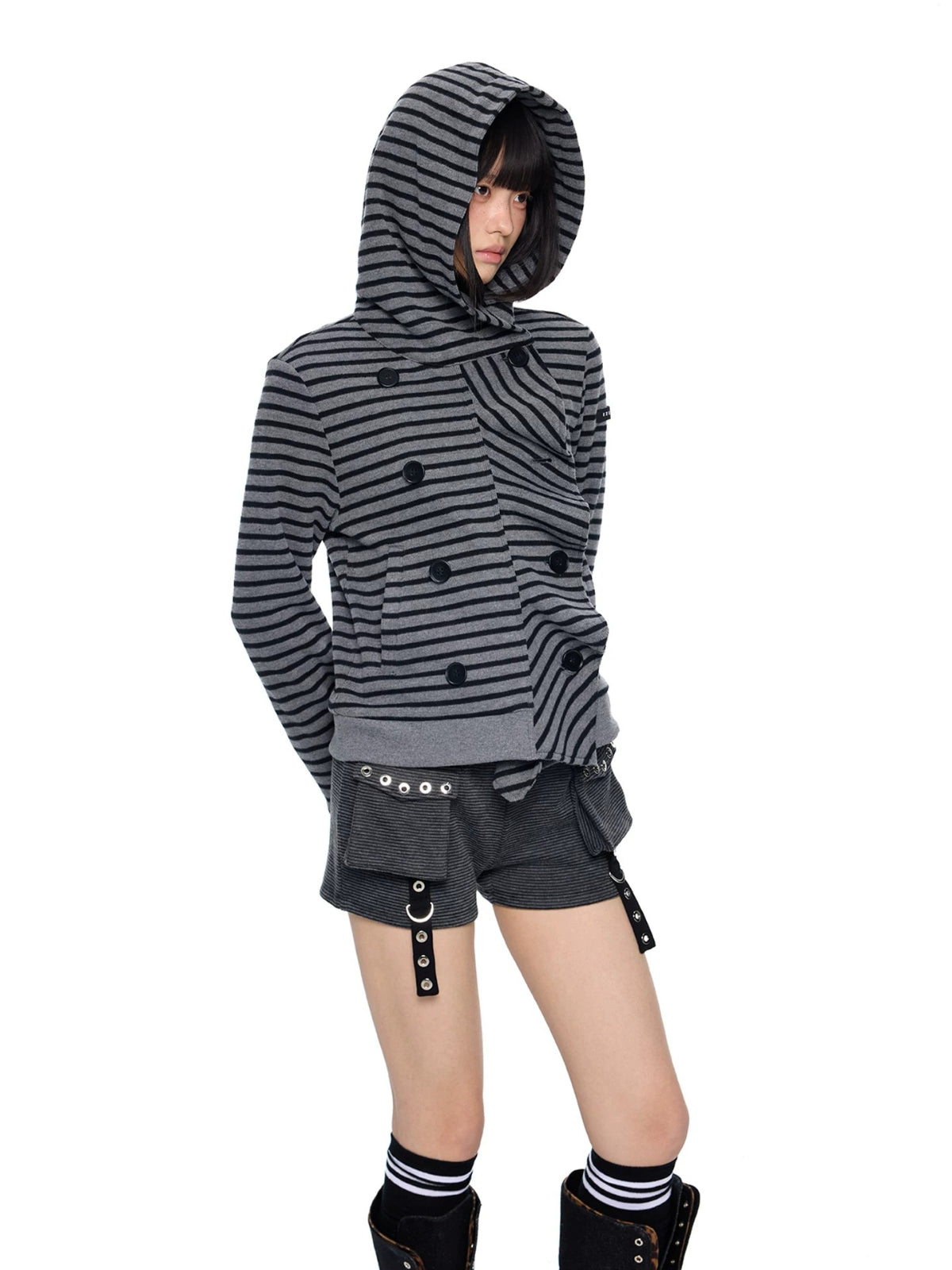 Striped Deconstructed Hoodie