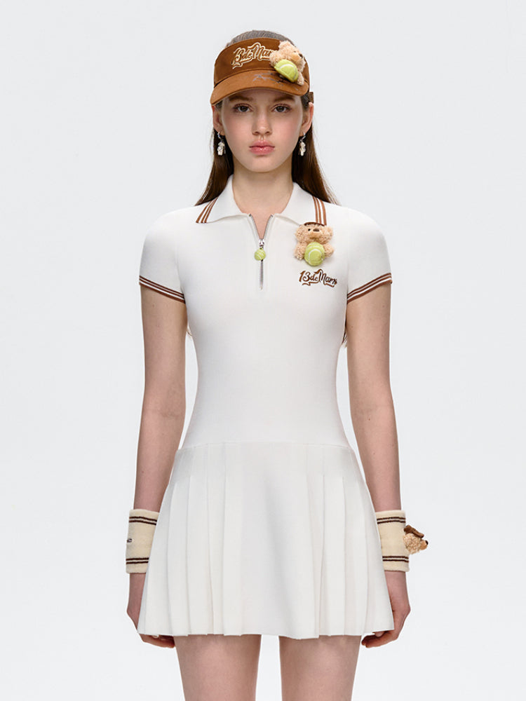 Tennis Polo-Neck Slim Fit Pleated Dress
