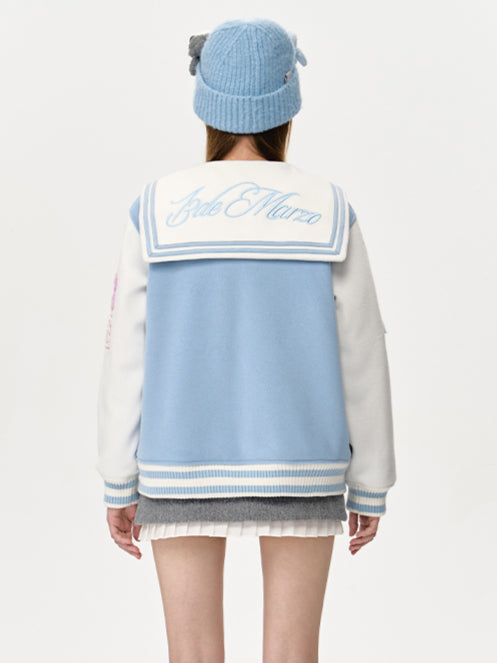 Blue & Gray Mermaid Baseball Jacket