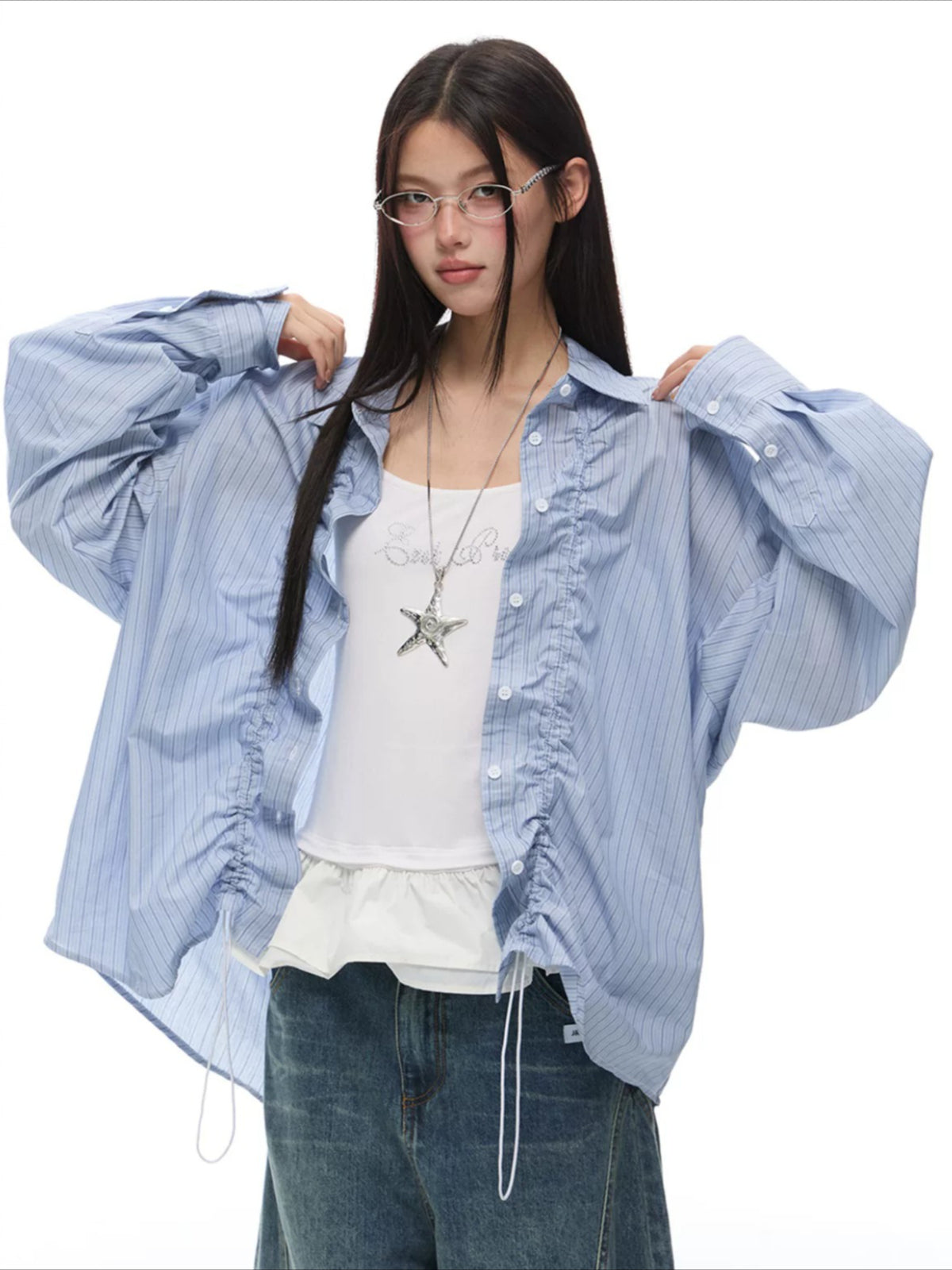 Stripe Drawstring Shirt