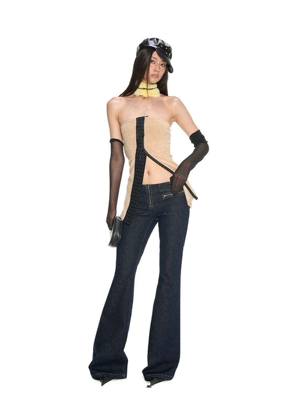 Low-Rise Zip Flare Jeans