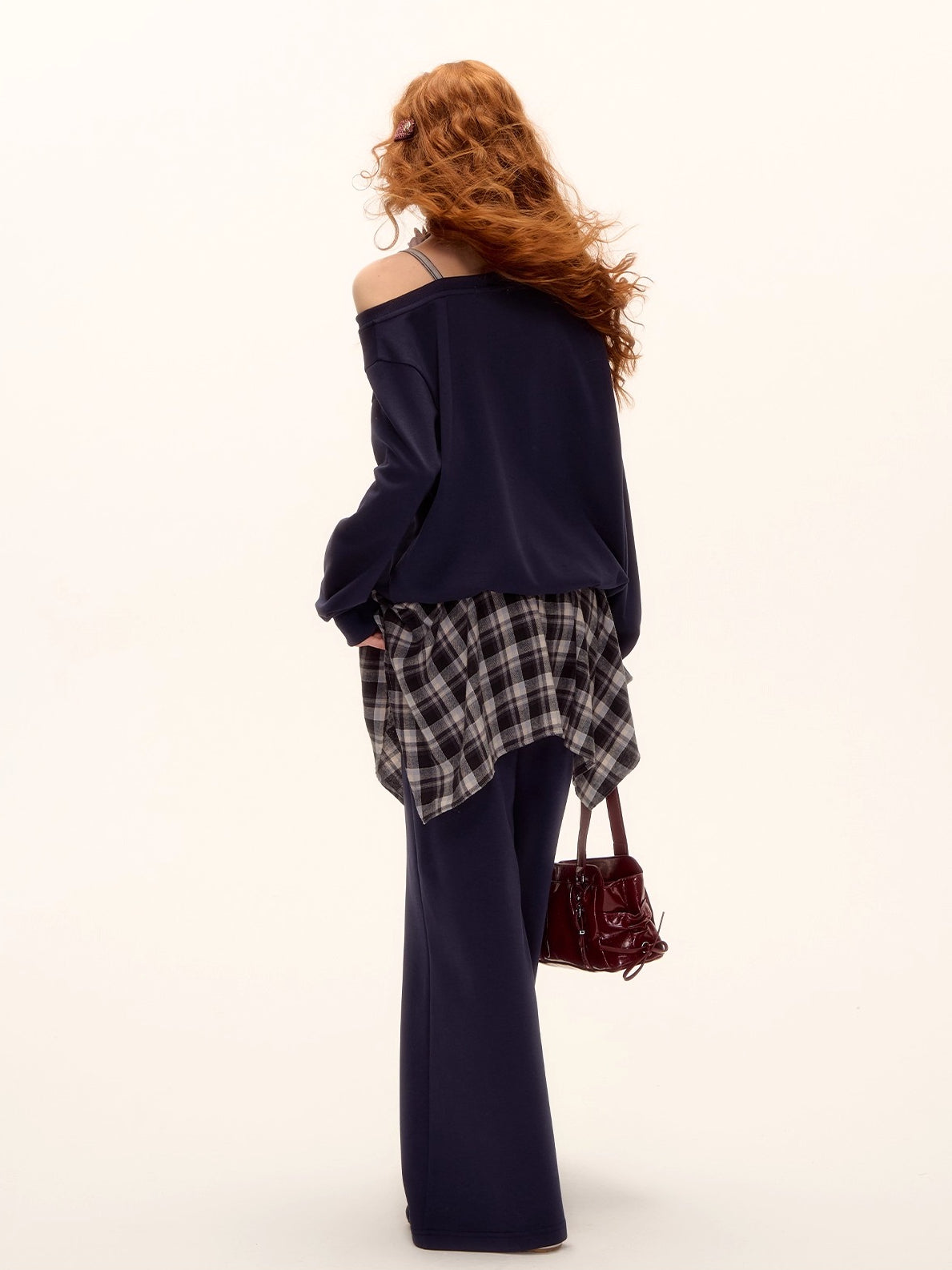 Asymmetric Stripe Print Sweat Set