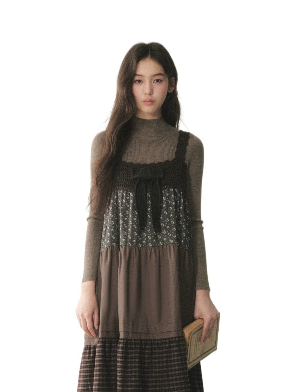 Forest Patchwork Tiered Cotton Dress