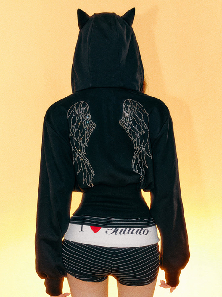 Sweet Cool Devil Horns Sports Hoodie & Shorts Set