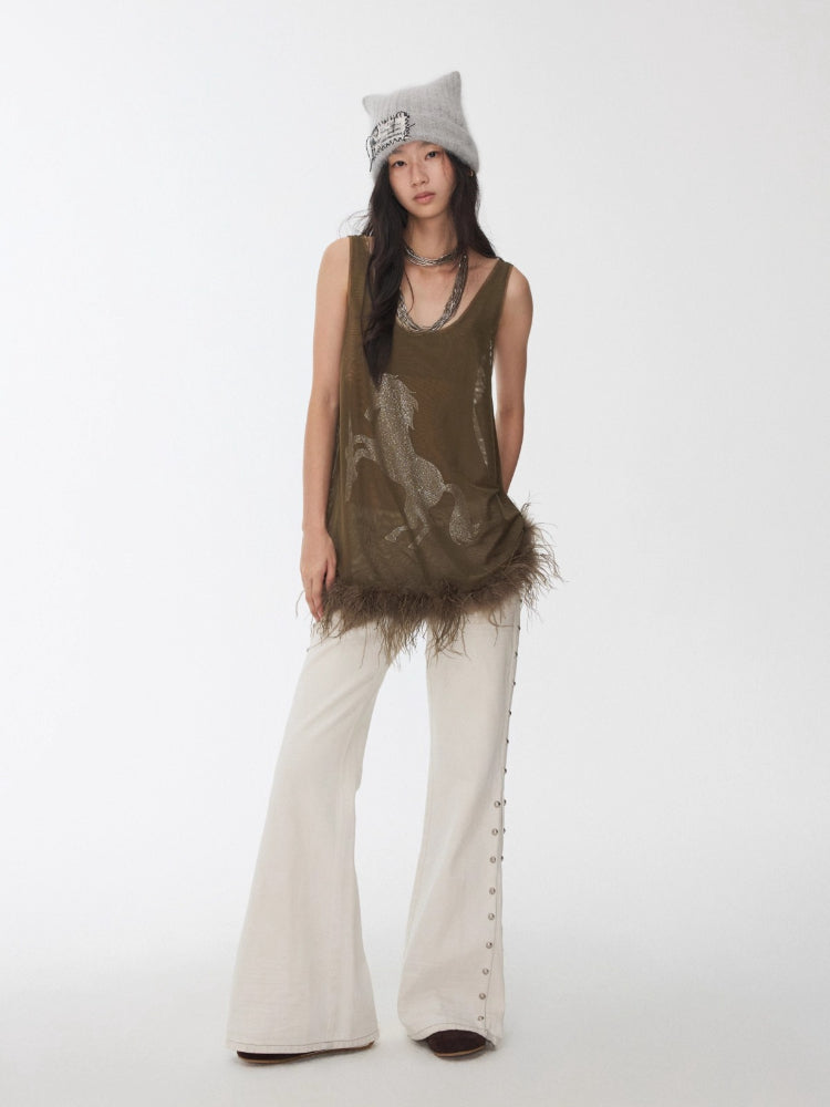 Ostrich Hem Mesh Tank