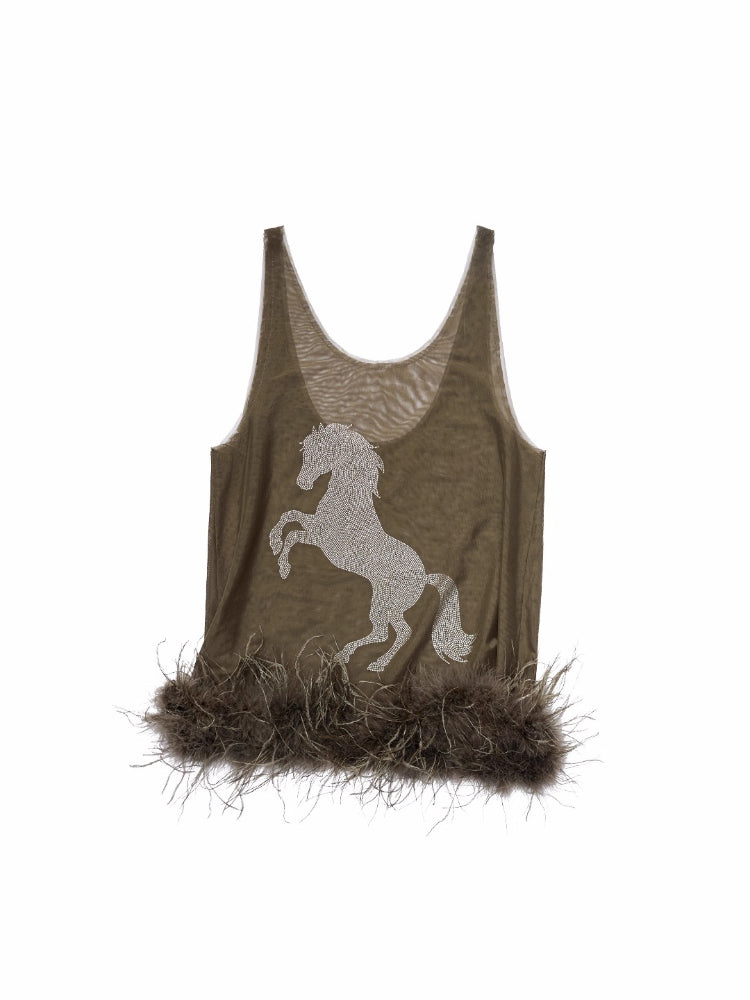 Ostrich Hem Mesh Tank