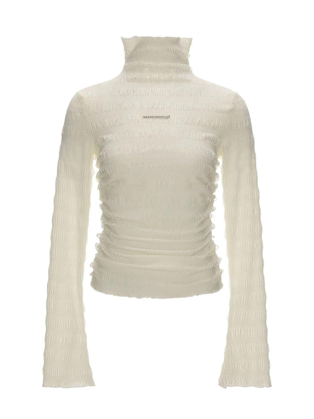 Textured High-Neck Slim Knit Top