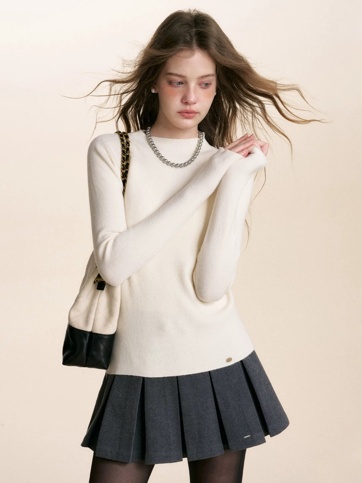 Ribbed Turtleneck Knit Top