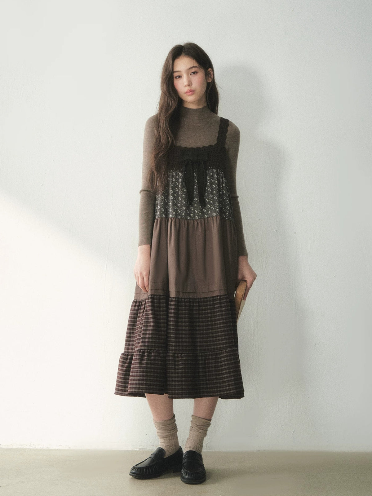 Forest Patchwork Tiered Cotton Dress