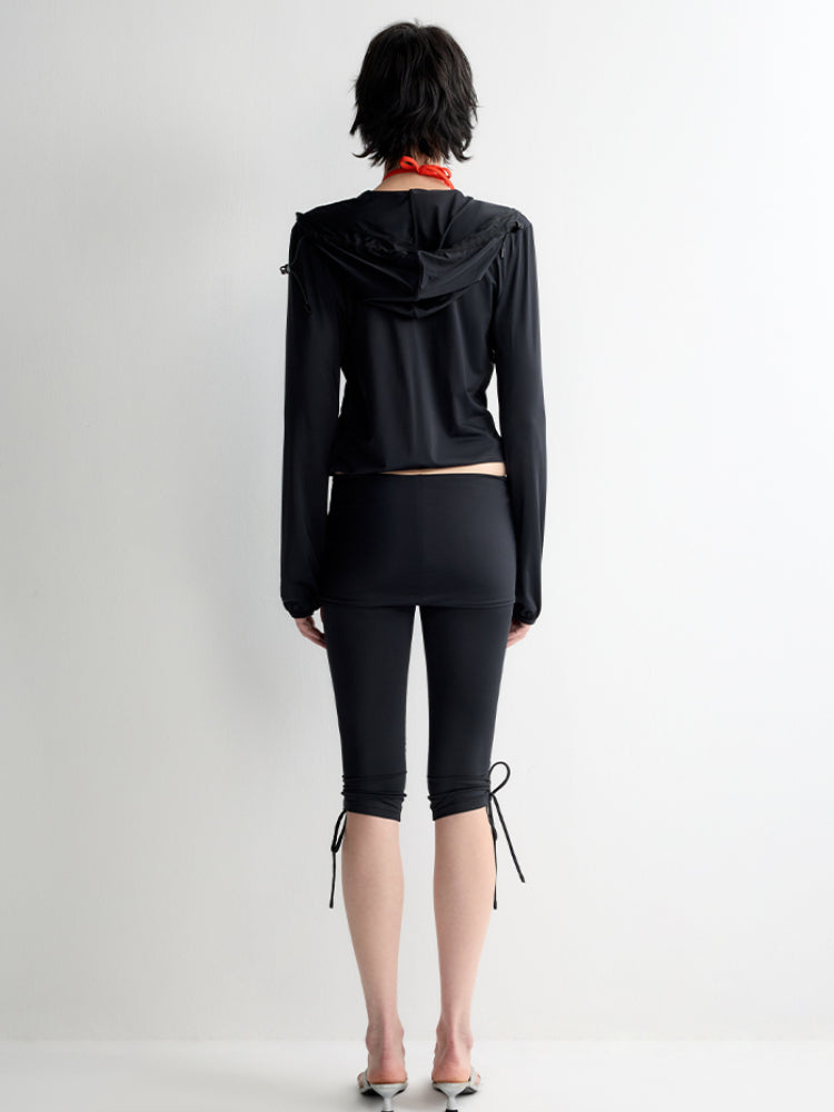 Hooded Drawstring Short Coat