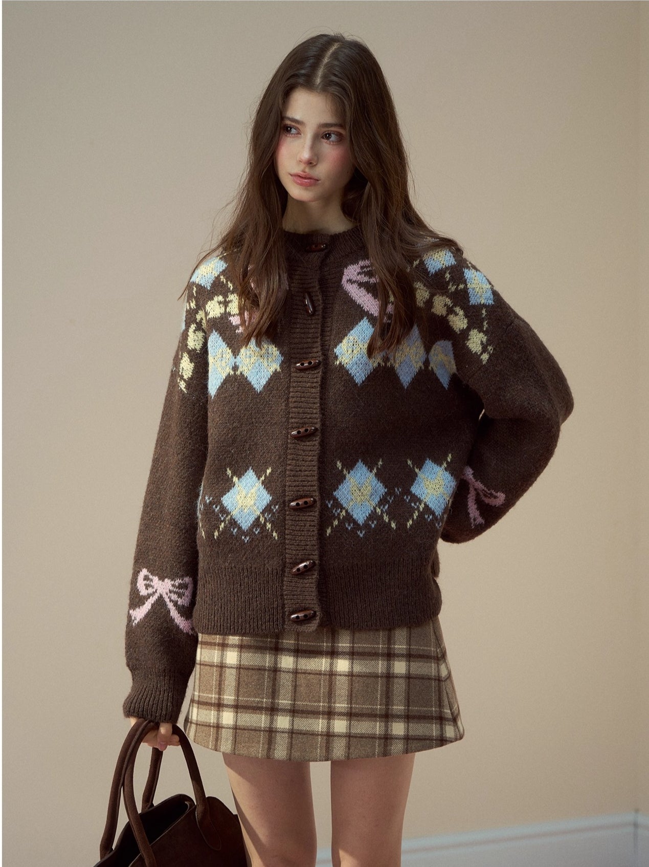 Fair Isle Wool Blend Toggle Buttons Sweater