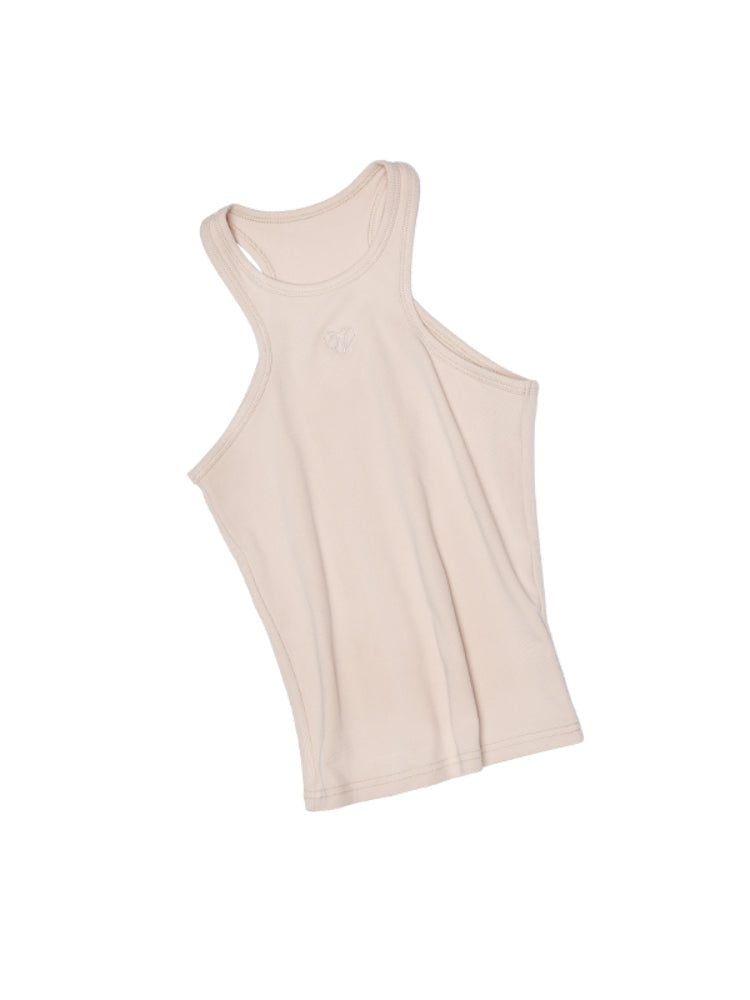 Basic Solid-Color Embroidered Slim-Fit Vest