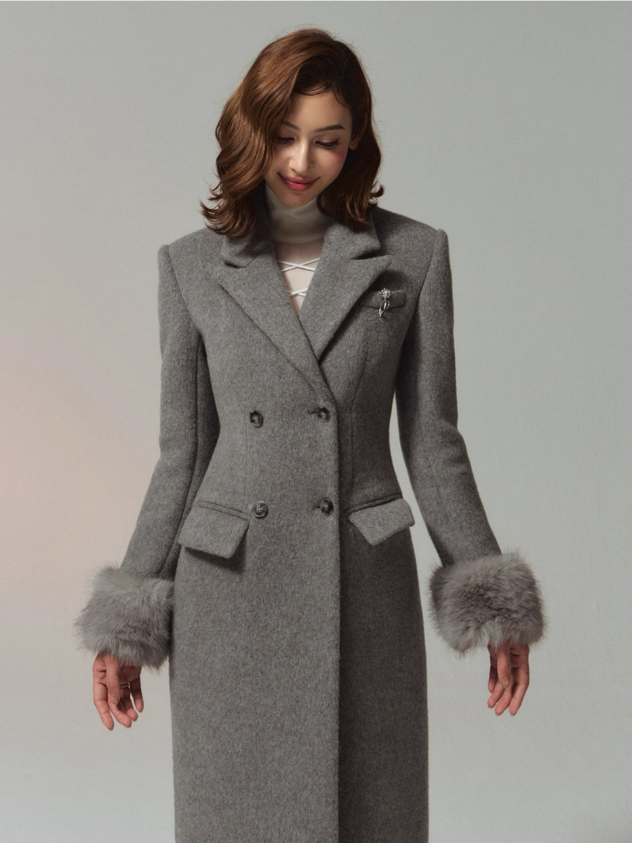 Merino Hourglass Double-Faced Wool Long Coat