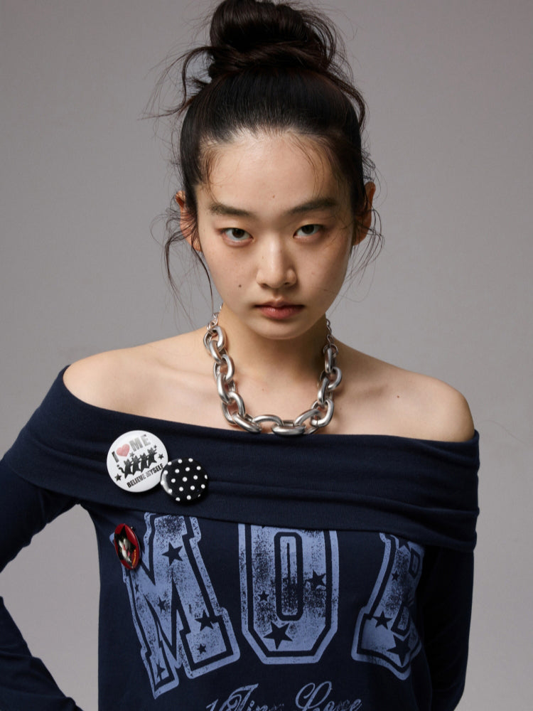 Off-Shoulder Printed Bodycon Dress