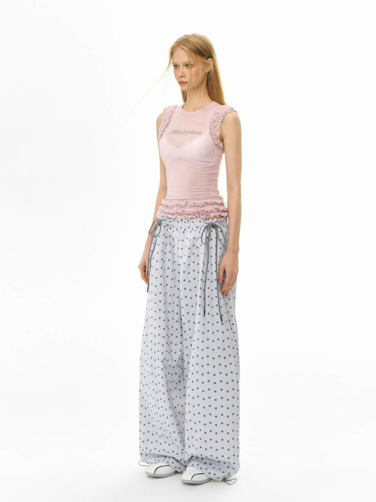 Sheer Lace Trim Knit Tank