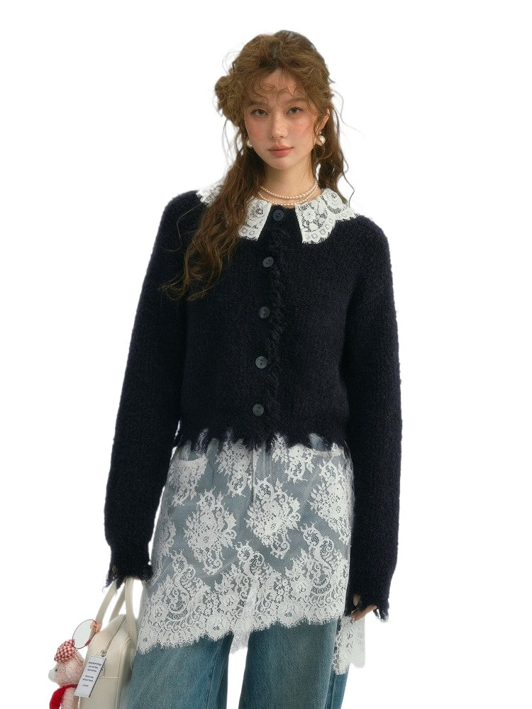 Lace Doll‑Collar Cardigan