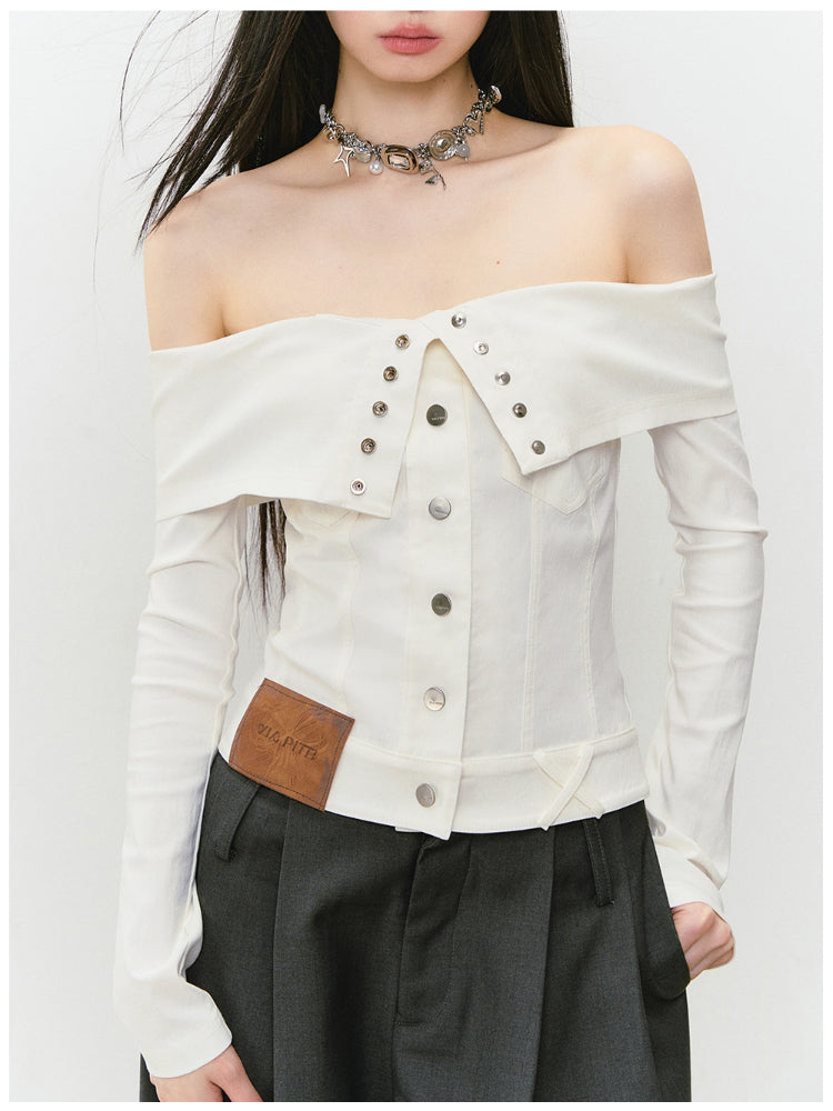 Collared Waist-fitted High-stretch Denim Jacket