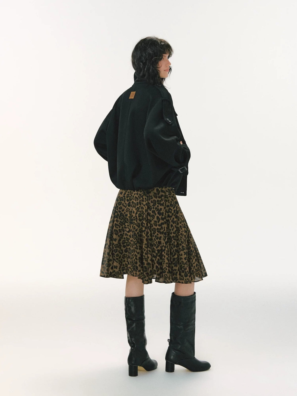 Leopard Print Flowy Midi Skirt