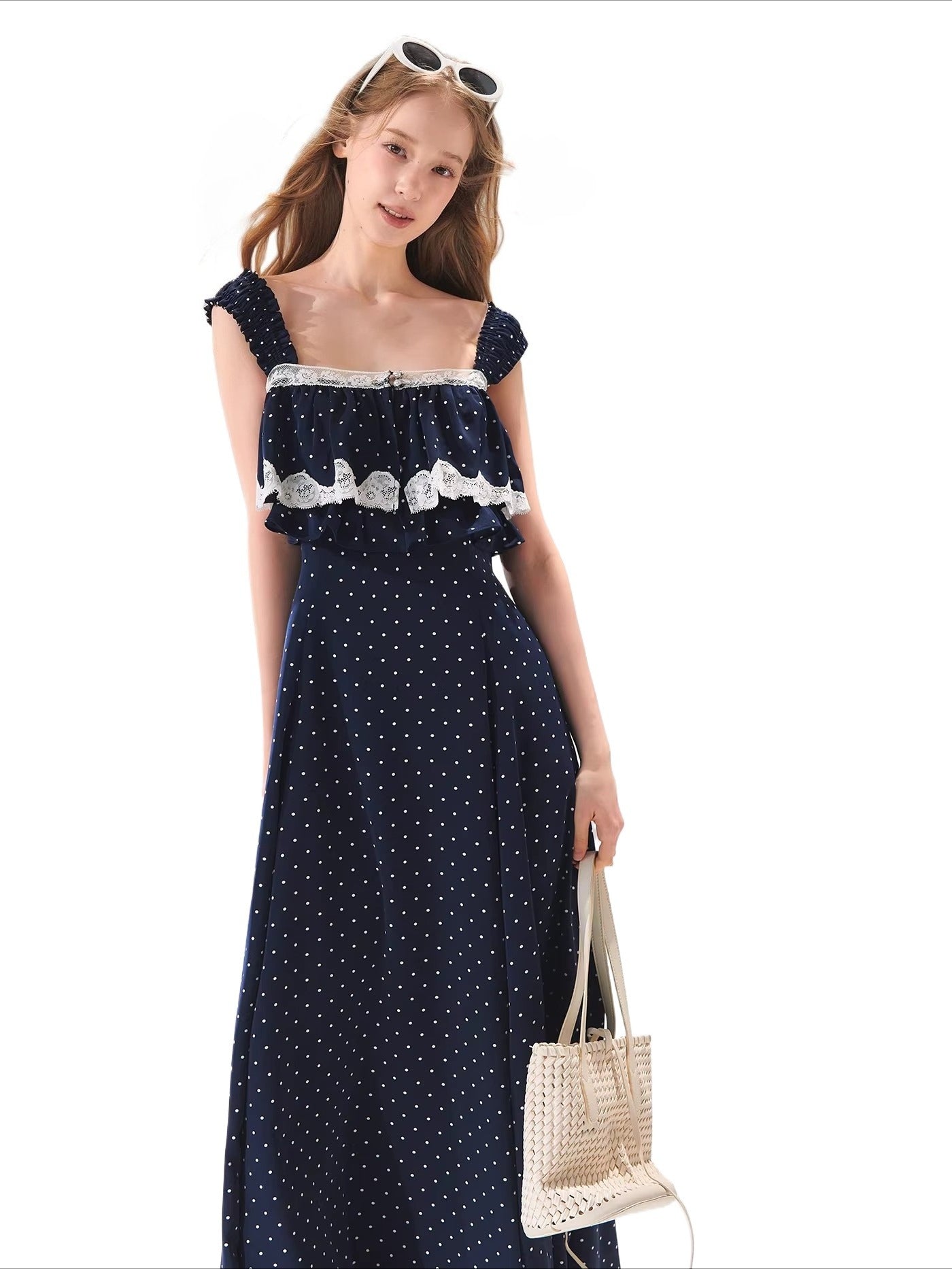 Polka Lace Strap Dress