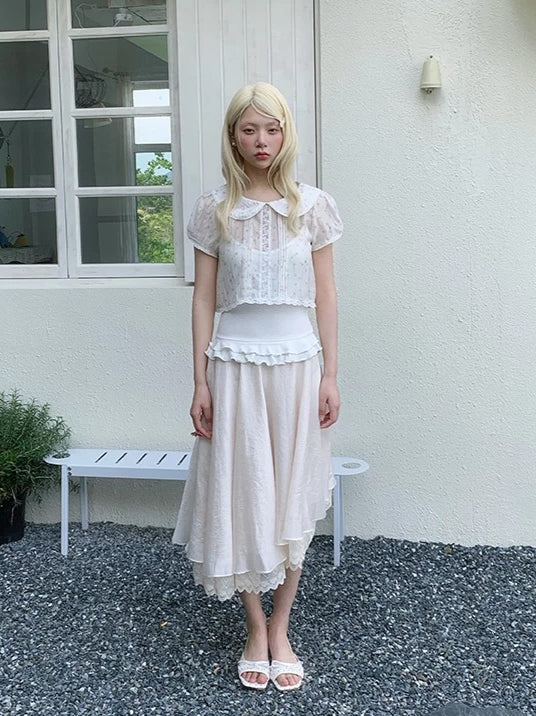 Floral Peter Pan Collar Ruffle Set