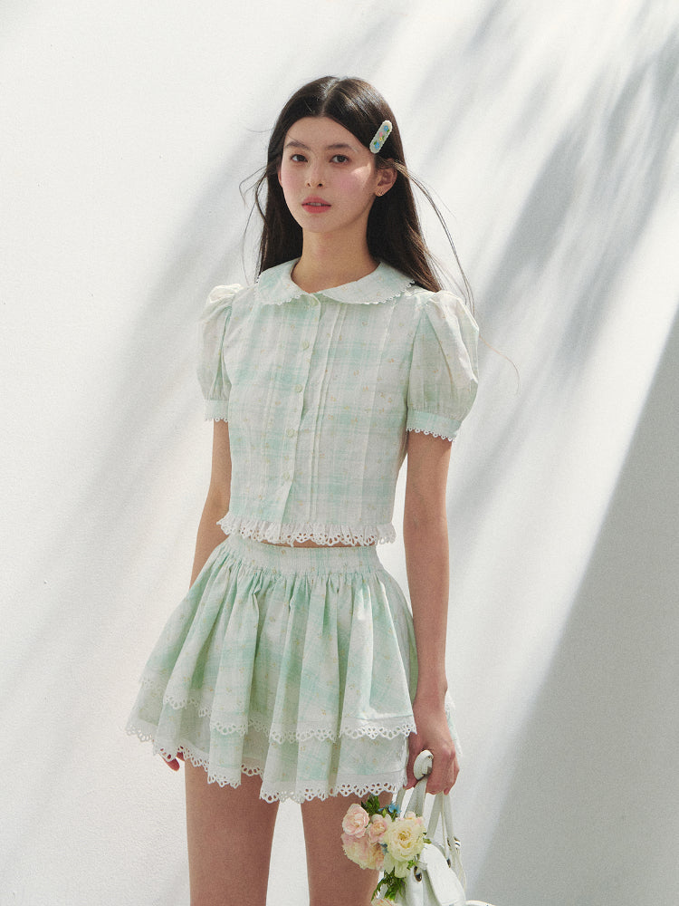 White Cotton Embroidered Shirt & Skirt Set