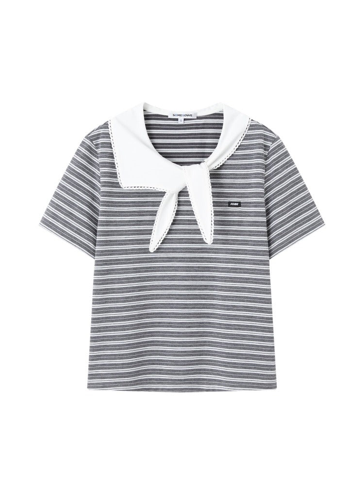 Tie Collar Stripe Tee