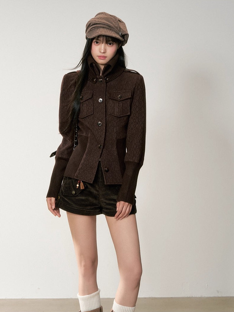 Vintage Sailor Collar Woolen Jacket